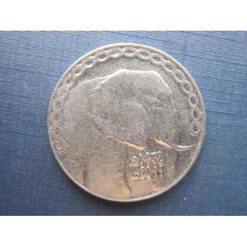 Монета 5 динаров Алжир 2011 фауна слон