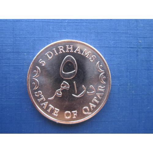 Монета 5 дирхамов Катар 2012 номинал цифры арабские