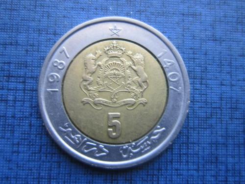 монета 5 дирхамов Марокко 1987