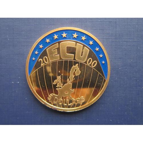 Монета 5 долларов Либерия 2000 Экю карта Европы