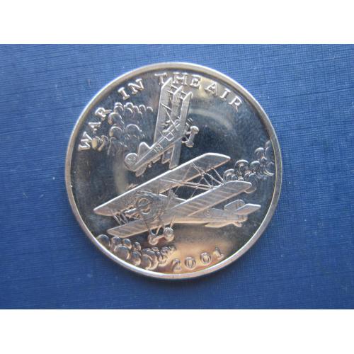 Монета 5 долларов Либерия 2001 война в воздухе самолёты