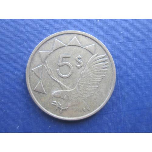 Монета 5 долларов Намибия 1993 фауна птица