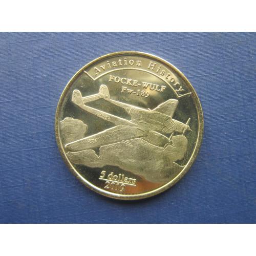 Монета 5 долларов Остров агрихан Северные Марианнские острова 2019 самолёт фокке-вульф-189