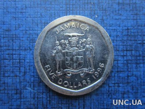 монета 5 долларов Ямайка 1996

