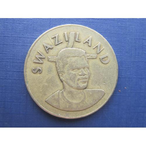 Монета 5 эмалангени Свазиленд 1996 фауна лев слон