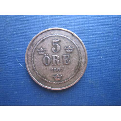 Монета 5 эре Швеция 1897
