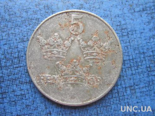 монета 5 эре Швеция 1944 сталь
