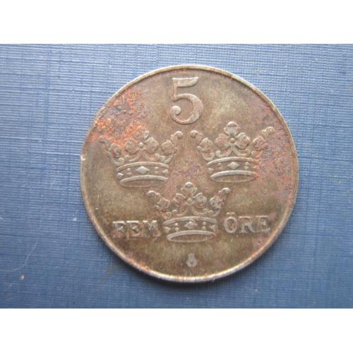 Монета 5 эре Швеция 1944 сталь
