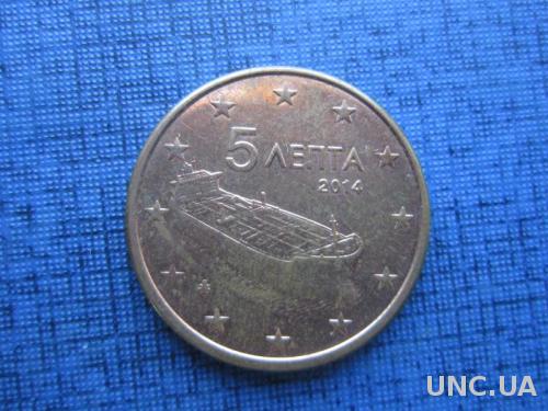 монета 5 евроцентов Греция 2014 корабль
