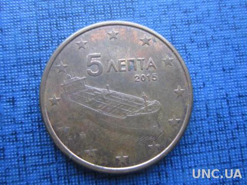 монета 5 евроцентов Греция 2015 корабль

