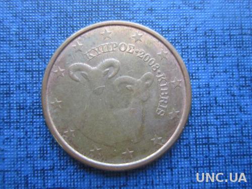 монета 5 евроцентов Кипр 2008 фауна муфлон
