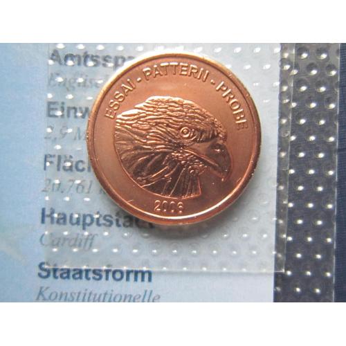Монета 5 евроцентов Уэльс Великобритания 2006 Проба Европроба фауна птица UNC запайка