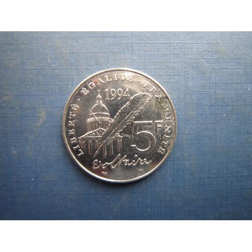 Монета 5 франків Франція 1994 Вольтер