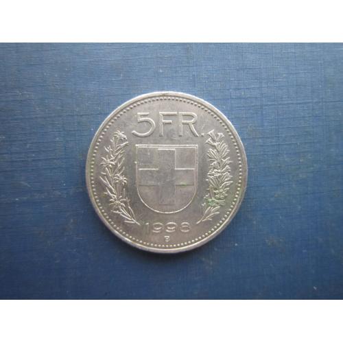 Монета 5 франків Швейцарія 1998