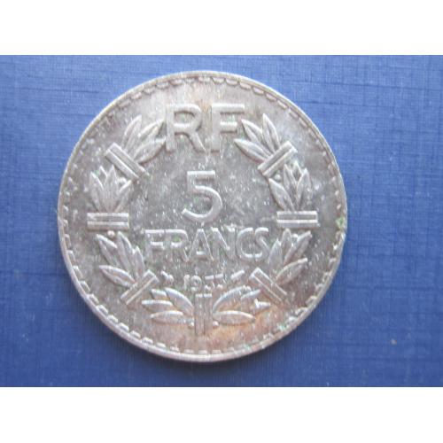 Монета 5 франков Франция 1933 никель