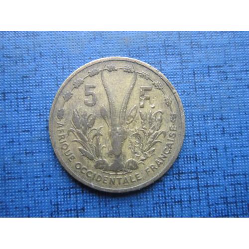 Монета 5 франков Французская Африка 1956 фауна антилопа