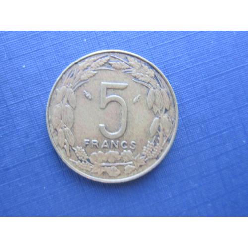 Монета 5 франков КФА Центральная Африка 1976 фауна антилопа