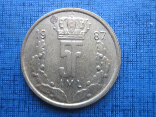 монета 5 франков Люксембург 1987