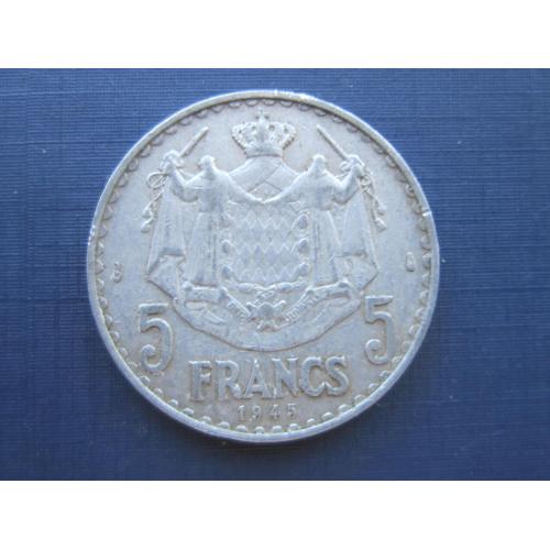 Монета 5 франков Монако 1945