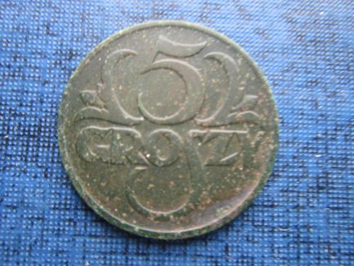 Монета 5 грошей Польша 1925