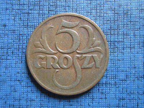 Монета 5 грошей Польша 1928