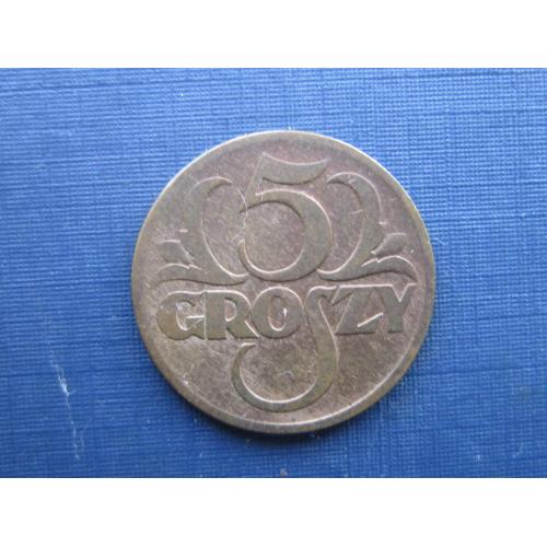 Монета 5 грошей Польша 1928