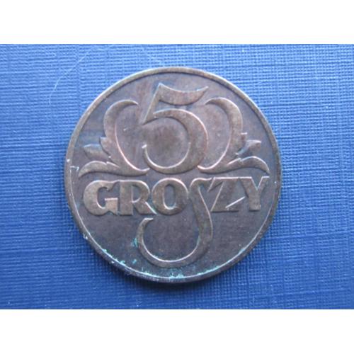 Монета 5 грошей Польша 1937 состояние
