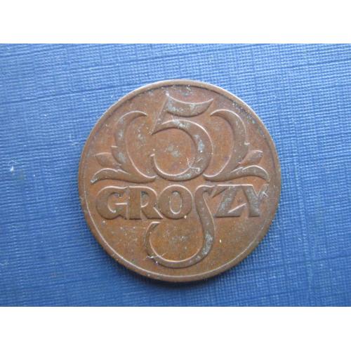 Монета 5 грошей Польша 1938