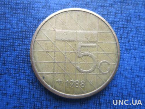Монета 5 гульденов Нидерланды 1988
