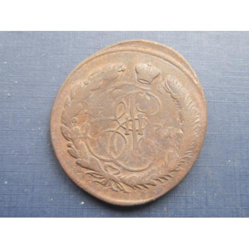 Монета 5 копеек Россия Российская империя 1771 ЕМ Екатерина II брак двойной удар редкая