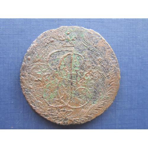 Монета 5 копеек Российская империя 1769 ? Екатерина II медь как есть