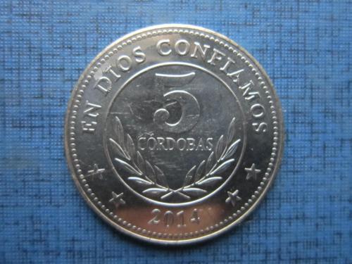 Монета 5 кордоба Никарагуа 2014 состояние