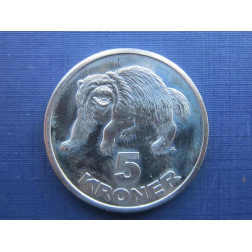 Монета 5 крон Гренландия 2010 фауна медведь