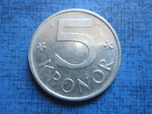 Монета 5 крон Швеция 1977