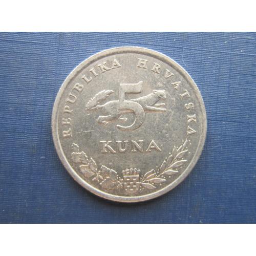 Монета 5 куна Хорватия 1998 фауна медведь легенда латынь