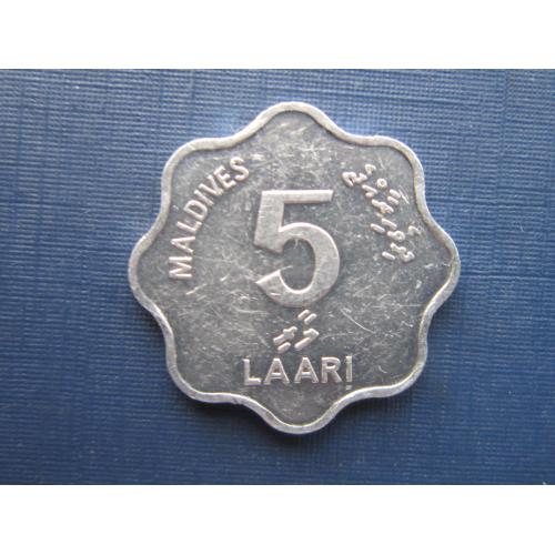 Монета 5 лаари Мальдивские острова Мальдивы 1990 фауна рыба