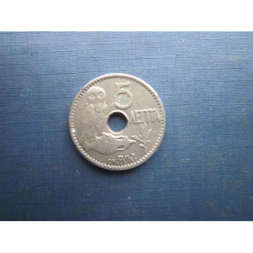 Монета 5 лепта Греція 1912 фауна птах сова