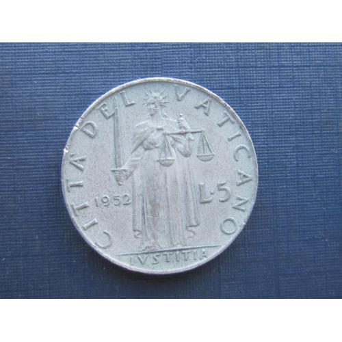 Монета 5 лир Ватикан 1952 Правосудие