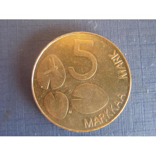 Монета 5 марок Финляндия 1993 М фауна стрекоза тюлень