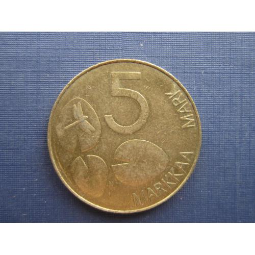 Монета 5 марок Финляндия 1995 фауна тюлень стрекоза