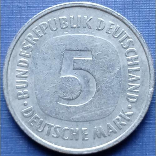 Монета 5 марок Германия ФРГ 1975 F