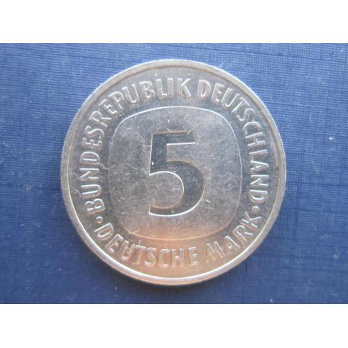 Монета 5 марок Германия ФРГ 1992 D