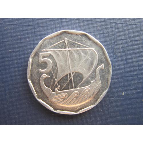 Монета 5 миллим Кипр 1982 алюминий корабль парусник состояние