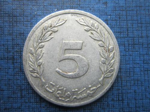 монета 5 миллим Тунис 1960