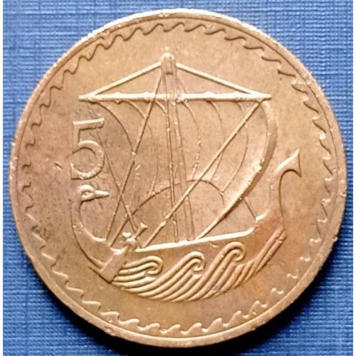 Монета 5 милс Кипр 1977 корабль парусник