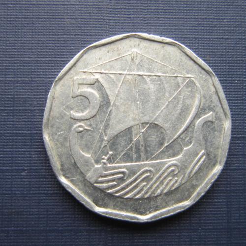 Монета 5 милс Кипр 1982 корабль парусник