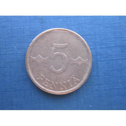 Монета 5 пенни Финляндия 1975