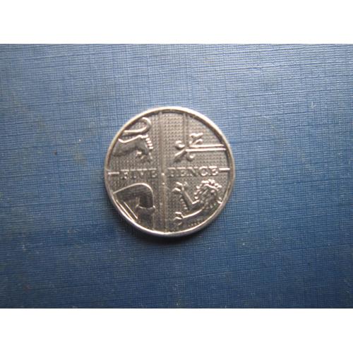 Монета 5 пенсів Великобританія 2016 щит лев