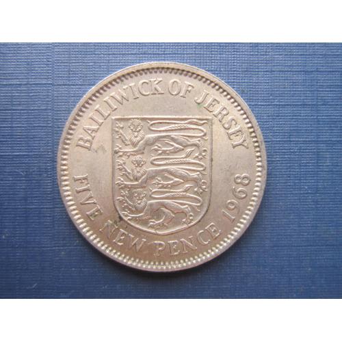 Монета 5 пенсов Джерси Великобритания 1968 большая