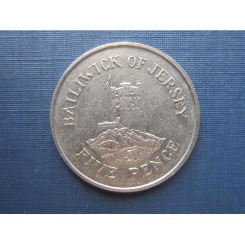 Монета 5 пенсов Джерси Великобритания 1985 башня большая
